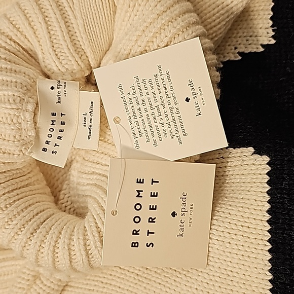 Kate Spade Star Turtleneck Sweater Blue/Cream Size Large NWT - Picture 9 of 10
